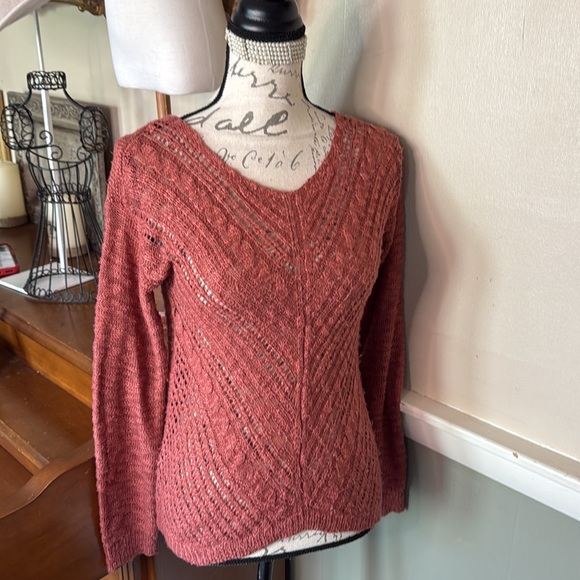 Women's Arizona Jeans Cable Knit Sweater - Rust - Picture 2 of 4